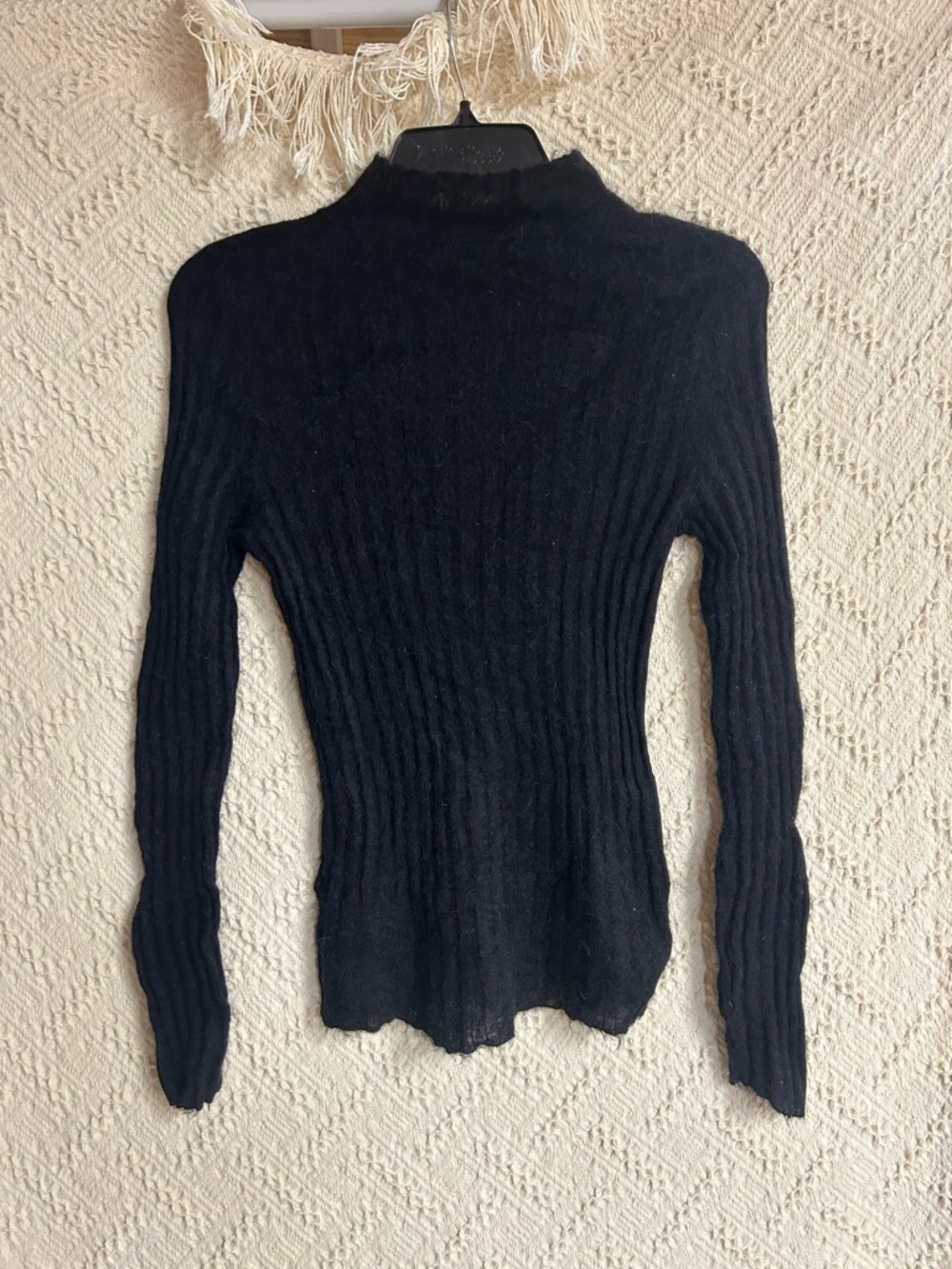 Madewell Black Ribbed Lightweight Mock Neck Sweater alpaca blend